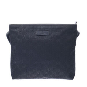 GUCCI GG Black Nylon Leather Shoulder Bag